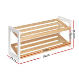 Artiss Shoe Rack 2 Tier 6 Pairs White Kara - Front View