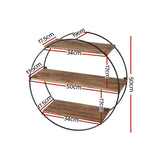 Artiss Floating Wall Shelf Round 3-Tier - Front View