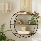 Artiss Floating Wall Shelf Round 3-Tier - Low Angle