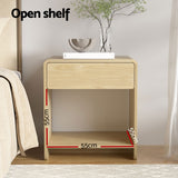 Artiss Bedside Table Drawer Open Shelf Pine - Top-Down View