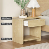 Artiss Bedside Table Drawer Open Shelf Pine - 45-Degree Angle