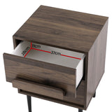 Artiss Bedside Table Nightstand 2 Drawers - Walnut - Side View