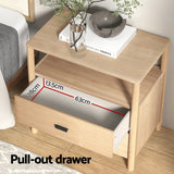 Artiss Bedside Table Nightstand 2 Drawers - Pine - Rear View