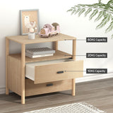 Artiss Bedside Table Nightstand 2 Drawers - Pine - Close-Up Angle
