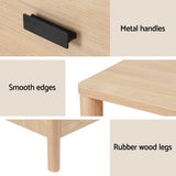Artiss Bedside Table Nightstand 2 Drawers - Pine - Low Angle