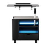 Artiss Bedside Table USB Charging with LED Adjustable Laptop Tray - TALA - Side View