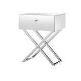 Artiss Mirrored Bedside Table Drawers Side Table Storage Nightstand Silver MOCO - Close-Up Angle