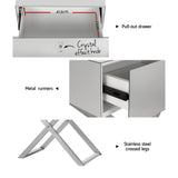 Artiss Mirrored Bedside Table Drawers Side Table Storage Nightstand Silver MOCO - Rear View