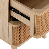 Artiss Rattan Bedside Table Drawers Side End Table Storage Nightstand Oak NORA - Top-Down View