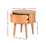 Artiss Bedside Table Drawers Curved Side End Table Storage Nightstand Oak ENZO - Front View