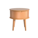 Artiss Bedside Table Drawers Curved Side End Table Storage Nightstand Oak ENZO - Side View