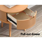 Artiss Bedside Table Drawers Curved Side End Table Storage Nightstand Oak ENZO - Top-Down View