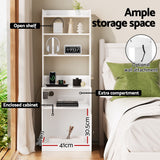 Artiss Bedside Table Nightstand Charging Station - Rear View