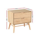 Artiss Bedside Table Drawers Side End Table Storage Cabinet Nightstand Oak GINO - Front View