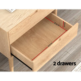 Artiss Bedside Table Drawers Side End Table Storage Cabinet Nightstand Oak GINO - Top-Down View
