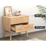Artiss Bedside Table Drawers Side End Table Storage Cabinet Nightstand Oak GINO - 45-Degree Angle