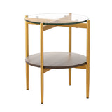Artiss Coffee Table 45CM Round Tempered Glass Carol - Front View