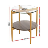 Artiss Coffee Table 45CM Round Tempered Glass Carol - Side View