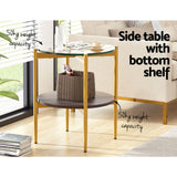 Artiss Coffee Table 45CM Round Tempered Glass Carol - 45-Degree Angle