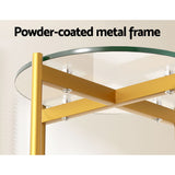 Artiss Coffee Table 45CM Round Tempered Glass Carol - Close-Up Angle