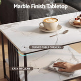 Artiss Coffee Table 100cm Faux Marble Finish Center Table 2-Tier Storage White&Black - Rear View
