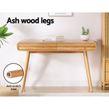 Artiss Computer Desk Drawer Natural Wood 100CM - Top-Down View