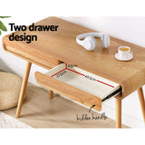 Artiss Computer Desk Drawer Natural Wood 100CM - Rear View