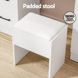 Artiss Dressing Table Set Stool 10 Led Bulbs White Debbie - Low Angle