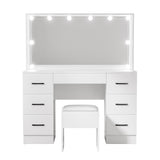 Artiss Dressing Table Set Stool 10 Led Bulbs White Debbie - 45-Degree Angle