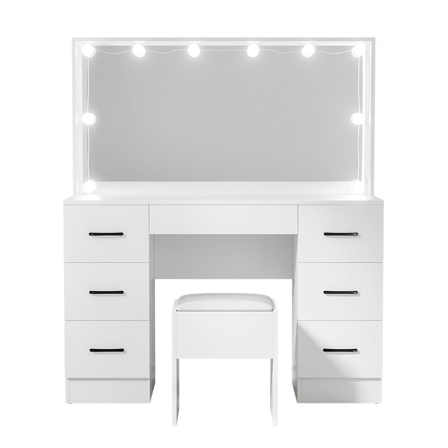 Artiss Dressing Table Set Stool 10 Led Bulbs White Debbie, image 5