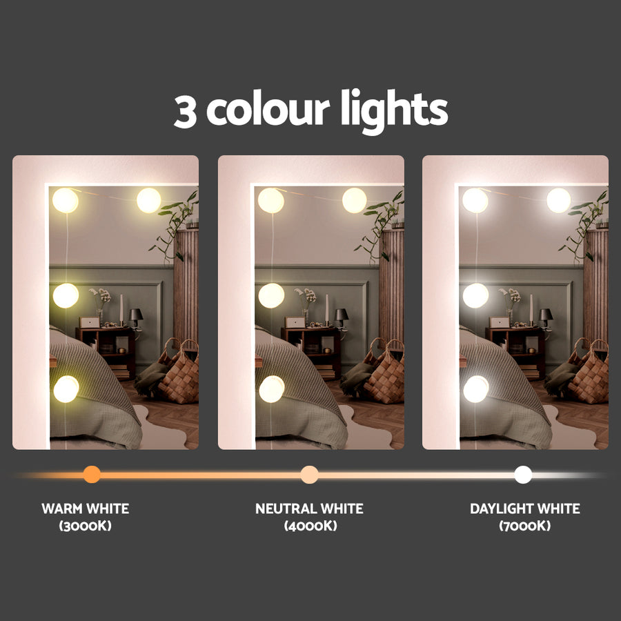 Artiss Dressing Table Set Stool 10 Led Bulbs White Debbie, image 6