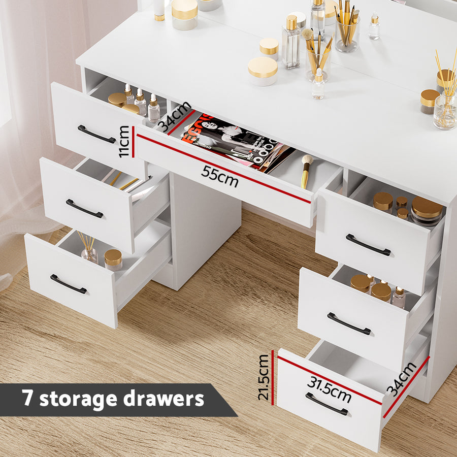 Artiss Dressing Table Set Stool 10 Led Bulbs White Debbie, image 7
