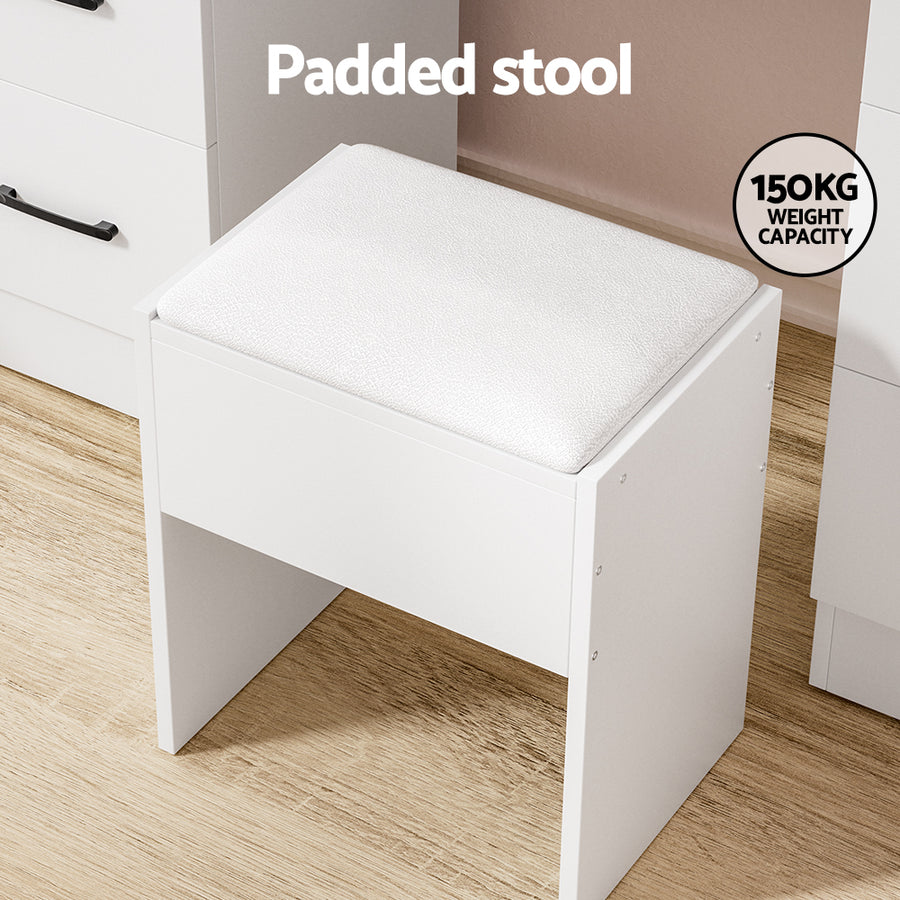 Artiss Dressing Table Set Stool 10 Led Bulbs White Debbie, image 8
