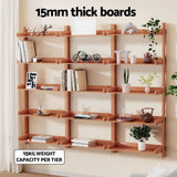 Artiss Bookshelf Floating Shelf CAPIZ Oak - Rear View