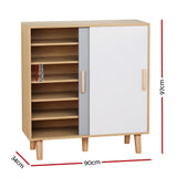 Artiss Shoe Cabinet 30 Pairs Sliding Doors - Top-Down View