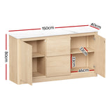 Artiss Buffet Sideboard Marble Style Tabletop - Pine - Top-Down View