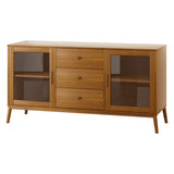 Artiss Buffet Sideboard Glass Doors - Oak - Side View