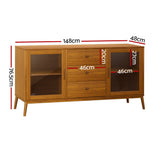 Artiss Buffet Sideboard Glass Doors - Oak - Top-Down View