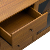 Artiss Buffet Sideboard Glass Doors - Oak - 45-Degree Angle