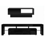 Artiss LED TV Unit & Coffee Table Set Storage Cabinet Black - Top-Down View