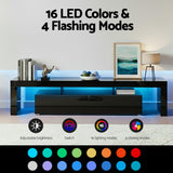 Artiss LED TV Unit & Coffee Table Set Storage Cabinet Black - 45-Degree Angle