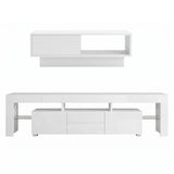 Artiss LED TV Unit & Coffee Table Set Storage Cabinet White - Top-Down View