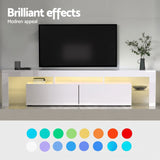 Artiss LED TV Unit & Coffee Table Set Storage Cabinet White - 45-Degree Angle