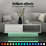 Artiss LED TV Unit & Coffee Table Set Storage Cabinet White - Rear View