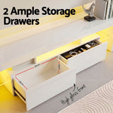 Artiss LED TV Unit & Coffee Table Set Storage Cabinet White - Close-Up Angle