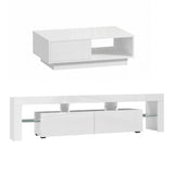 Artiss LED TV Unit & Coffee Table Set Storage Cabinet White - Extra Image