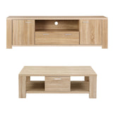 Artiss TV Unit & Coffee Table Set Storage Drawer Pine - Top-Down View