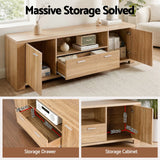 Artiss TV Unit & Coffee Table Set Storage Drawer Pine - 45-Degree Angle