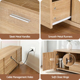 Artiss TV Unit & Coffee Table Set Storage Drawer Pine - Low Angle