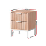 Artiss Bedside Table Drawers Side End Table Storage Cabinet Nightstand Pine LURA - Front View